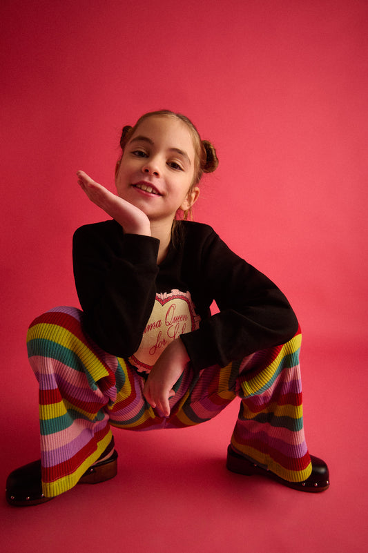 TWO IN A CASTLE RAINBOW STRIPED KNITTED SET