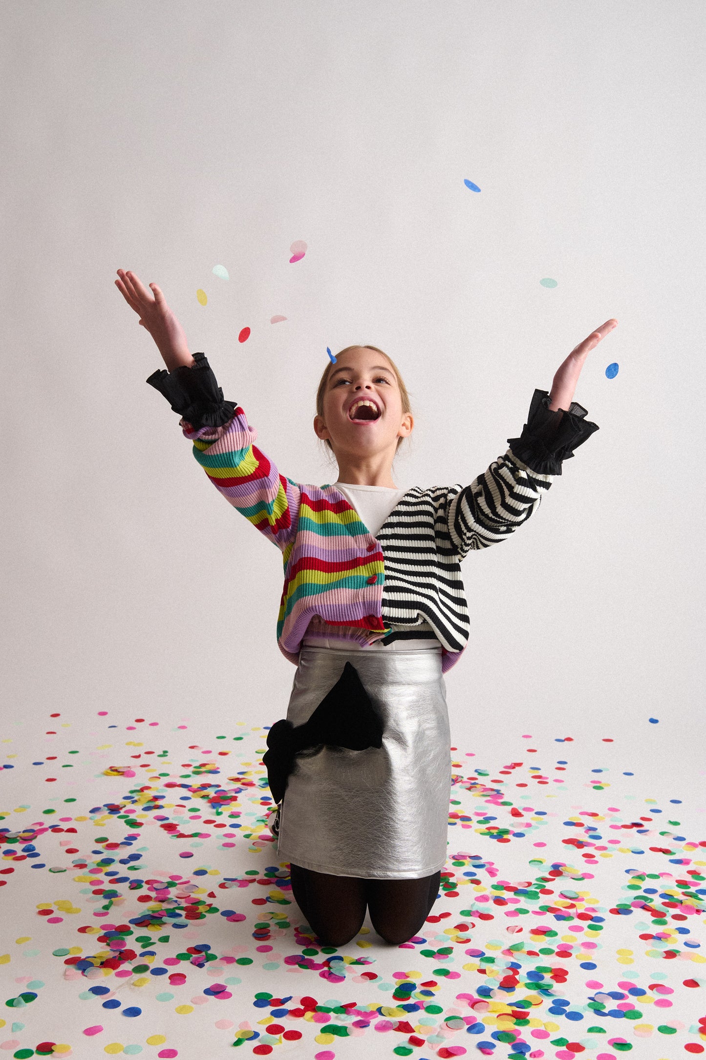 TWO IN A CASTLE RAINBOW FANTASTIC STRIPED KNITTED CARDIGAN
