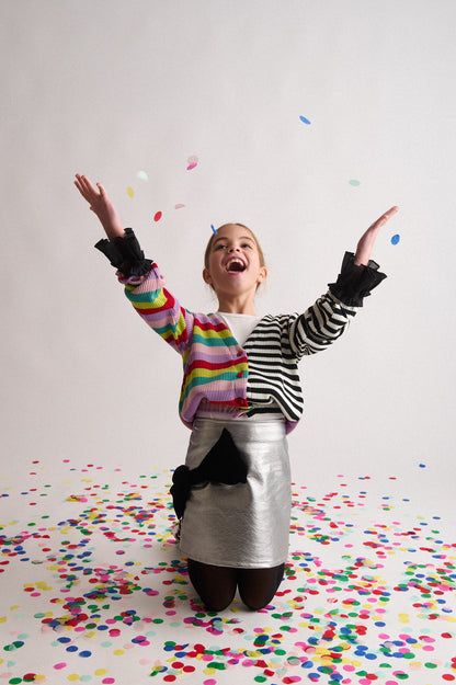 TWO IN A CASTLE RAINBOW FANTASTIC STRIPED KNITTED CARDIGAN