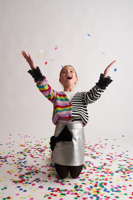 TWO IN A CASTLE RAINBOW FANTASTIC STRIPED KNITTED CARDIGAN