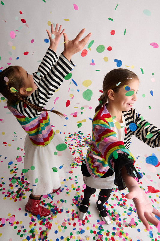 TWO IN A CASTLE RAINBOW FANTASTIC STRIPED KNITTED CARDIGAN