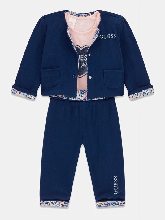 GUESS BABY JACKET BODYSUIT AND PANTS SET