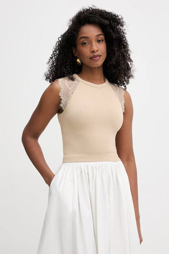 GUESS WOMAN MILLIE SEAMLESS LACE KNIT TOP
