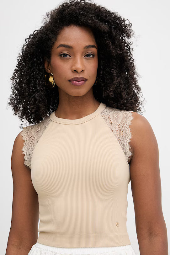 GUESS WOMAN MILLIE SEAMLESS LACE KNIT TOP