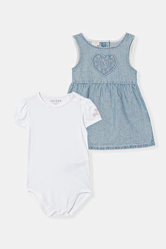 GUESS KIDS SET DENIM ROMPER AND TOP