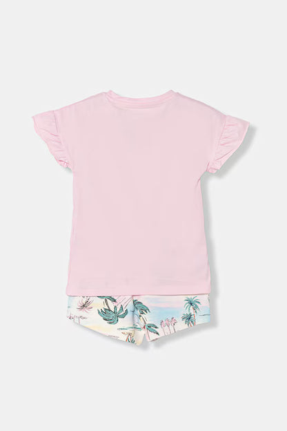 GUESS KIDS TRIANGLE LOGO T SHIRT AND SHORTS SET