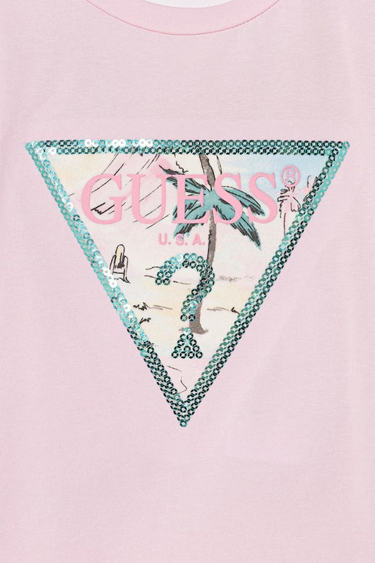 GUESS KIDS TRIANGLE LOGO T SHIRT AND SHORTS SET