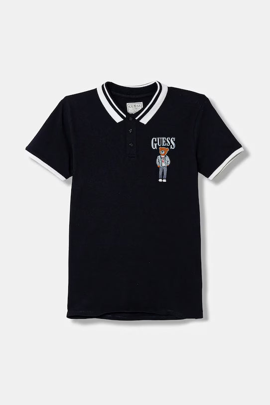 GUESS KIDS TEDDY BEAR LOGO PRINT POLO T SHIRT
