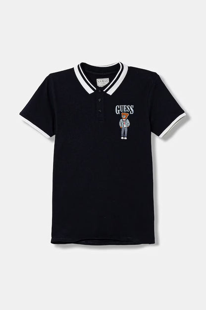 GUESS KIDS TEDDY BEAR LOGO PRINT POLO T SHIRT
