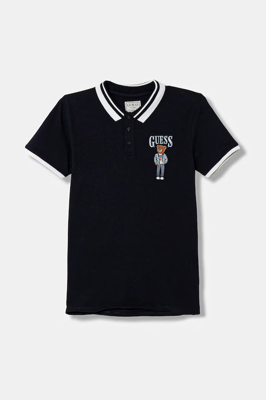 GUESS KIDS TEDDY BEAR LOGO PRINT POLO T SHIRT