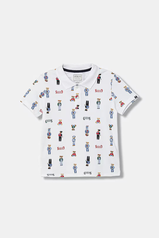 GUESS KIDS REPEAT PATTERN POLO T SHIRT