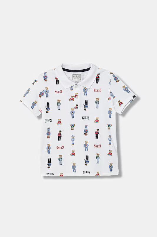 GUESS KIDS REPEAT PATTERN POLO T SHIRT