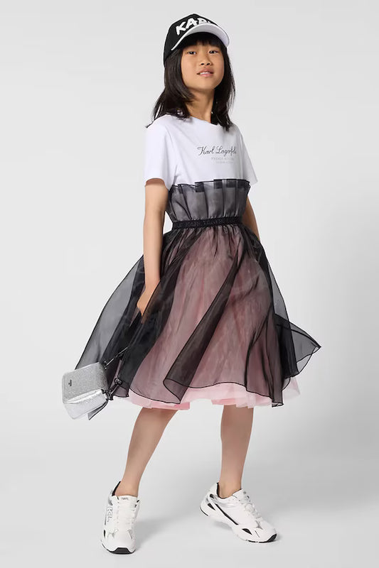 KARL LAGERFELD KIDS T-SHIRT LAYERED DRESS