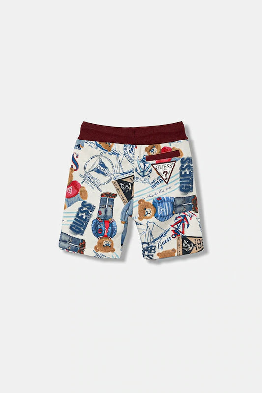 GUESS KIDS MULTILOGO PRINT SHORT
