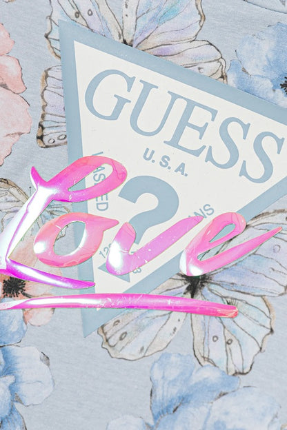 GUESS KIDS BUTTERFLY LOVE TRIANGLE MIDI T SHIRT