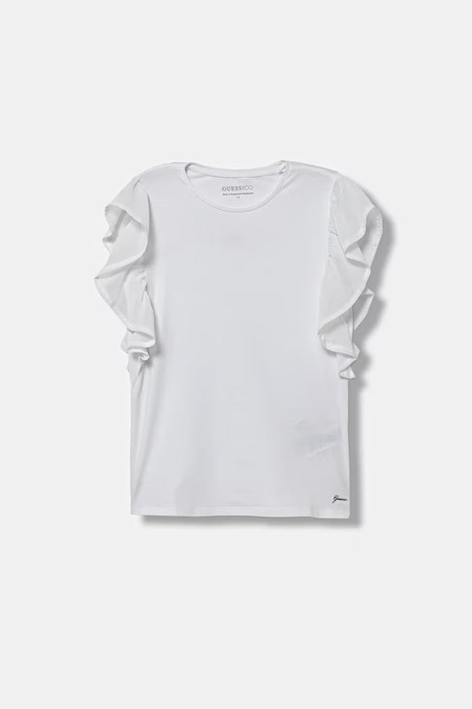 GUESS KIDS GIRLS T SHIRT WITH CHIFFON