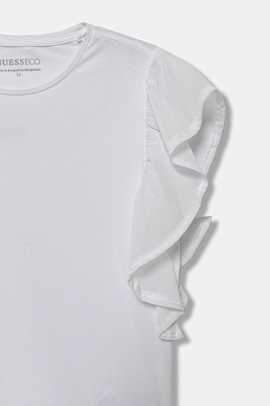 GUESS KIDS GIRLS T SHIRT WITH CHIFFON