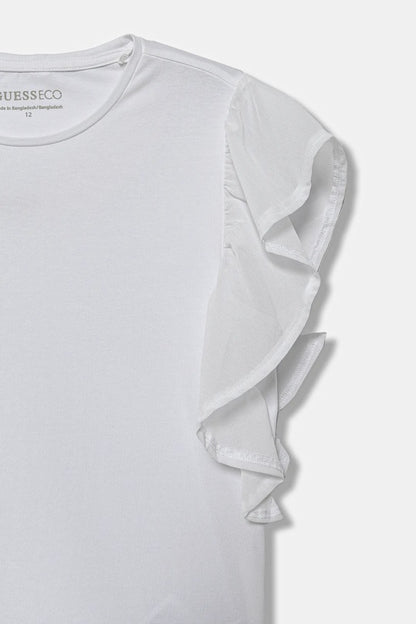 GUESS KIDS GIRLS T SHIRT WITH CHIFFON