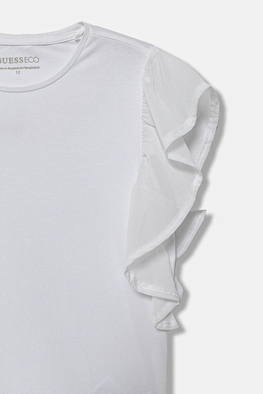 GUESS KIDS GIRLS T SHIRT WITH CHIFFON