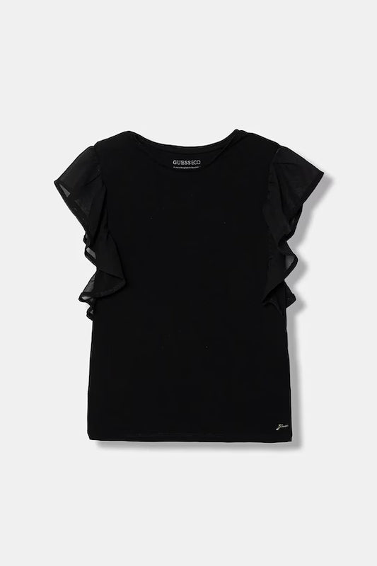GUESS KIDS GIRLS T SHIRT WITH CHIFFON