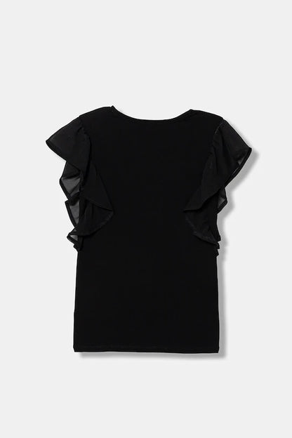 GUESS KIDS GIRLS T SHIRT WITH CHIFFON