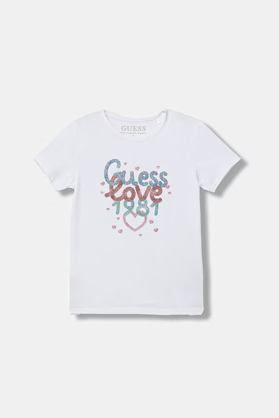 GUESS KIDS GLITTER GUESS LOVE T SHIRT