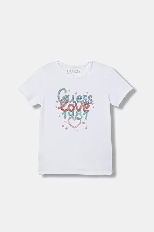 GUESS KIDS GLITTER GUESS LOVE T SHIRT