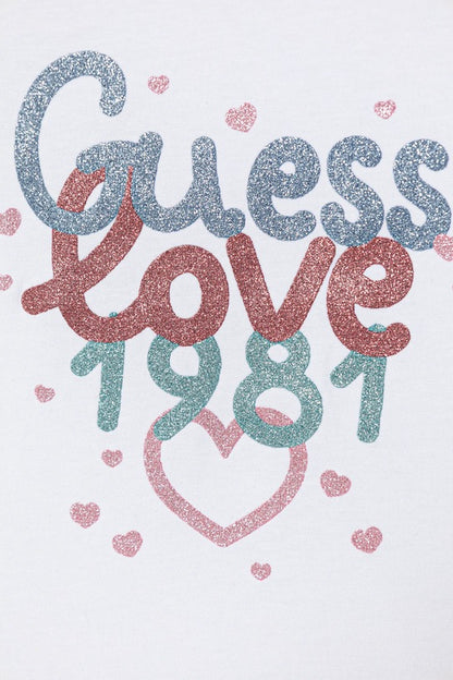 GUESS KIDS GLITTER GUESS LOVE T SHIRT