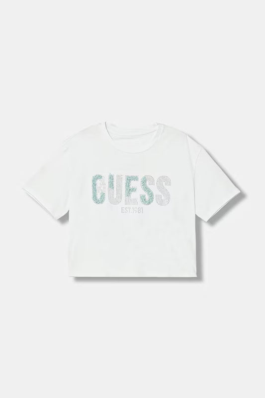 GUESS KIDS RHINESTONES LOGO T SHIRT