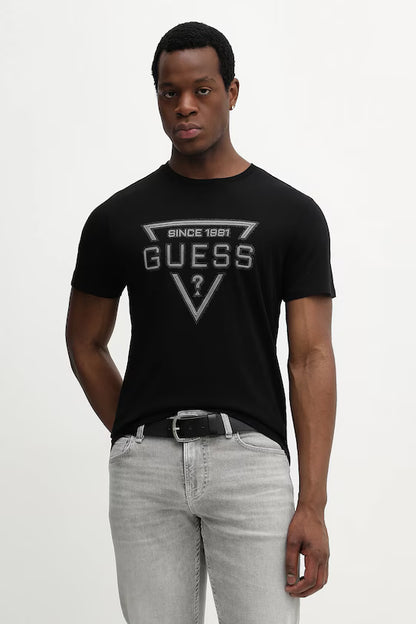 GUESS MAN PRINTED TRIANGLE COTTON T SHIRT