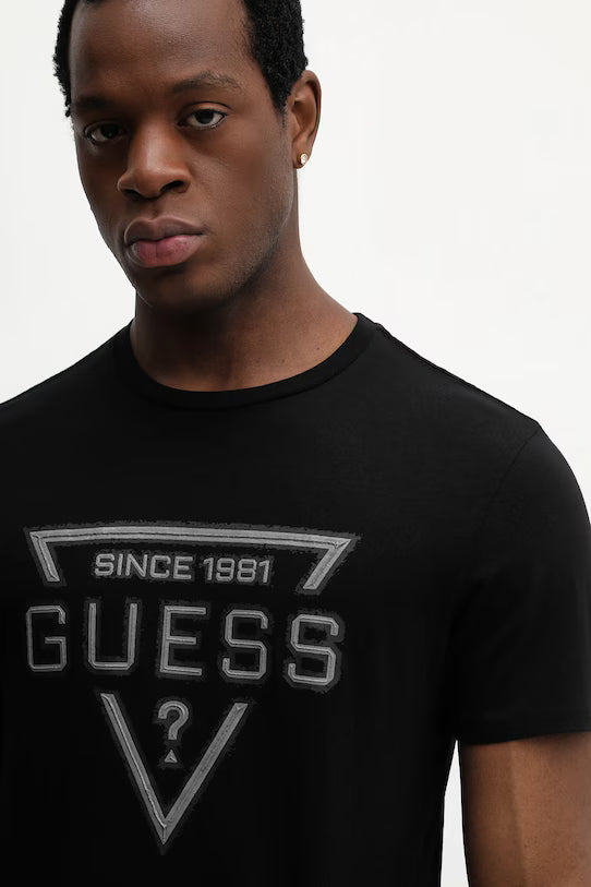 GUESS MAN PRINTED TRIANGLE COTTON T SHIRT
