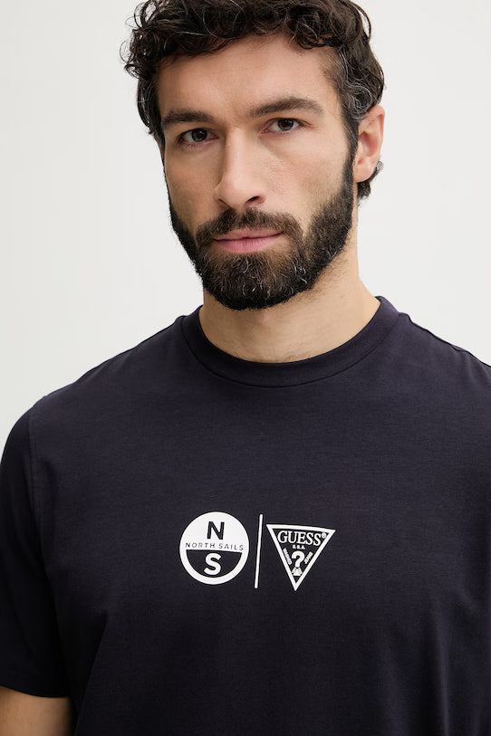 GUESS MEN'S COTTON T-SHIRT WITH ELASTANE X NORTH SAILS