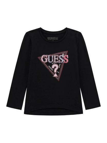 GUESS HIGH LOW LS TRIANGLE LOGO T SHIRT