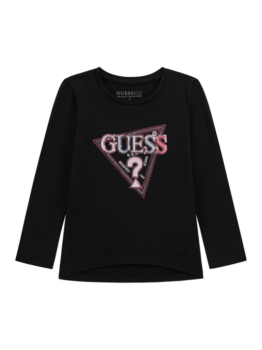 GUESS HIGH LOW LS TRIANGLE LOGO T SHIRT