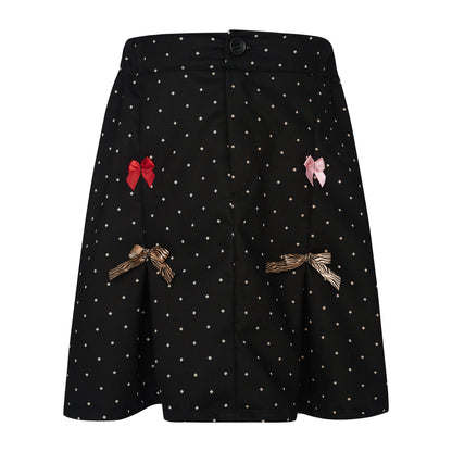TWO IN A CASTLE POLKAS& BOWS POLKA DOTS MINI SKIRT