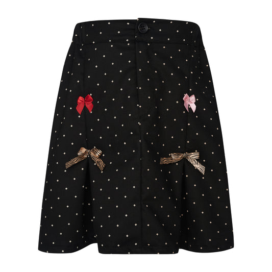 TWO IN A CASTLE POLKAS& BOWS POLKA DOTS MINI SKIRT