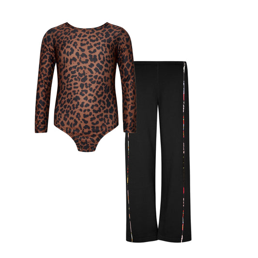 TWO IN A CASTLE DOLCE VITA SET LEOPARD BODY& WIDE LEGGINGS