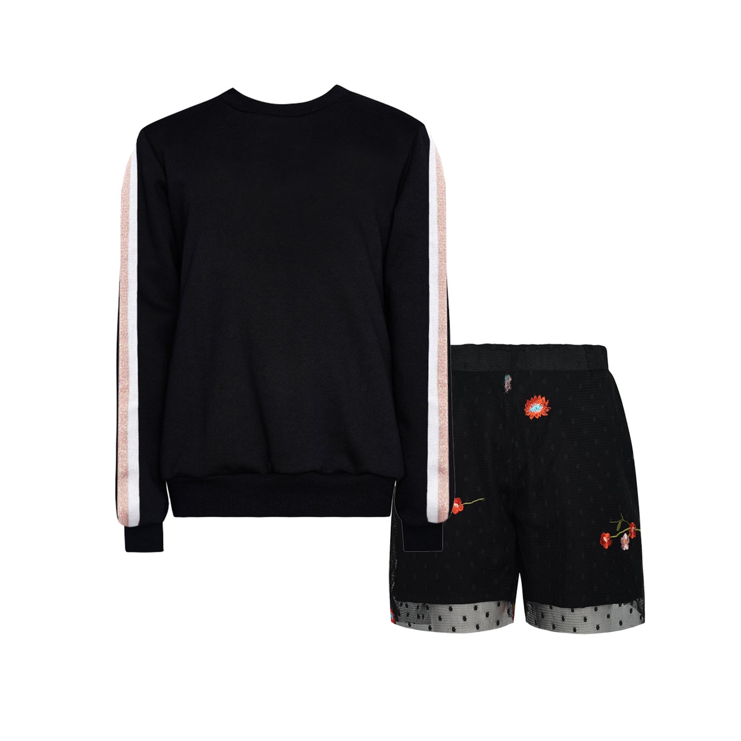 TWO IN A CASTLE KIDS SET TOP&EMBROIDERED SHORT