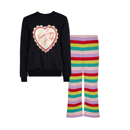 TWO IN A CASTLE RAINBOW STRIPED KNITTED SET