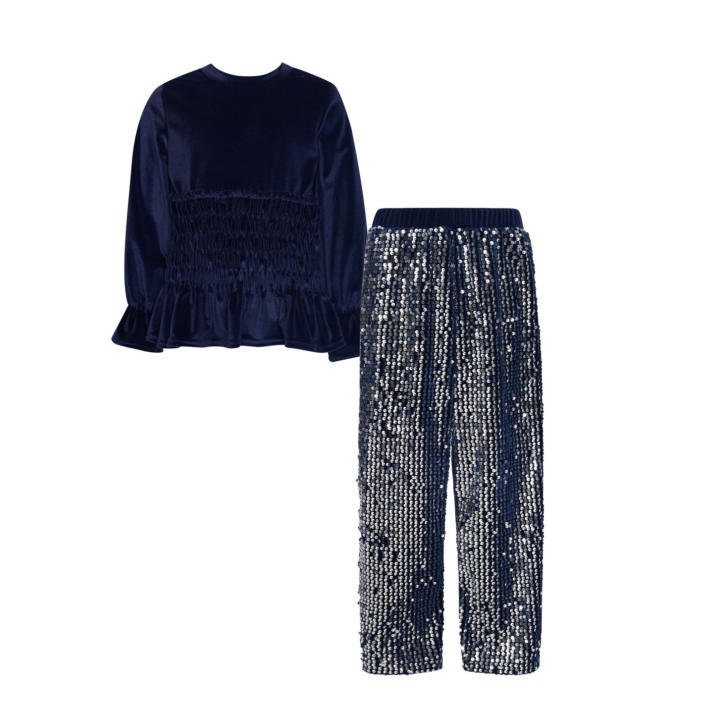 TC SPARKLING NIGHT SET VELVET TOP & SEQUIN PANTS