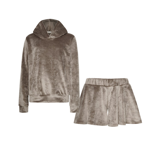 TWO IN A CASTLE ROMANTIC VELVET SET HOODIE &SKIRT
