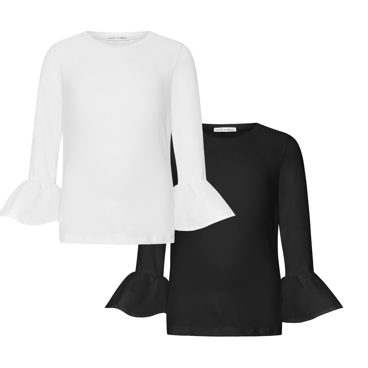 TWO IN A CASTLE MONOCHROME RUFFLE SLEEVE TOP