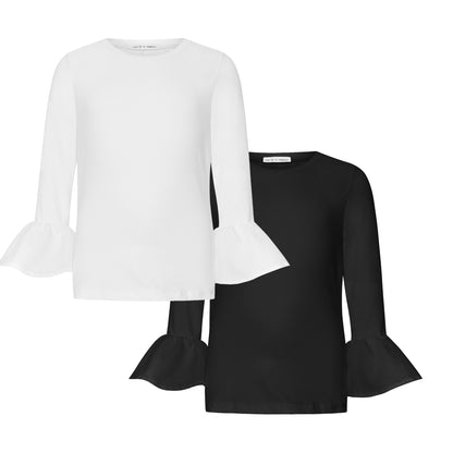 TWO IN A CASTLE MONOCHROME RUFFLE SLEEVE TOP