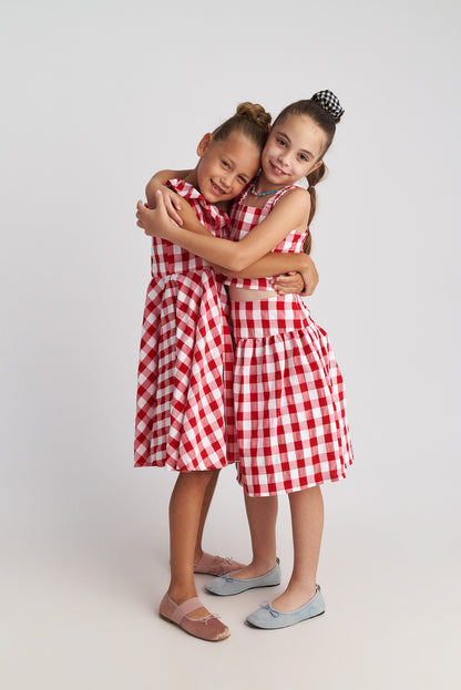 TWO IN A CASTLE MAY PICNIC VICHY ONE SHOULDER RUFFLE DRESS