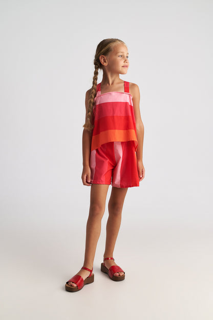 TWO IN A CASTLE SCARLET STRIPED SET WITH BACKLESS TOP & SHORTS