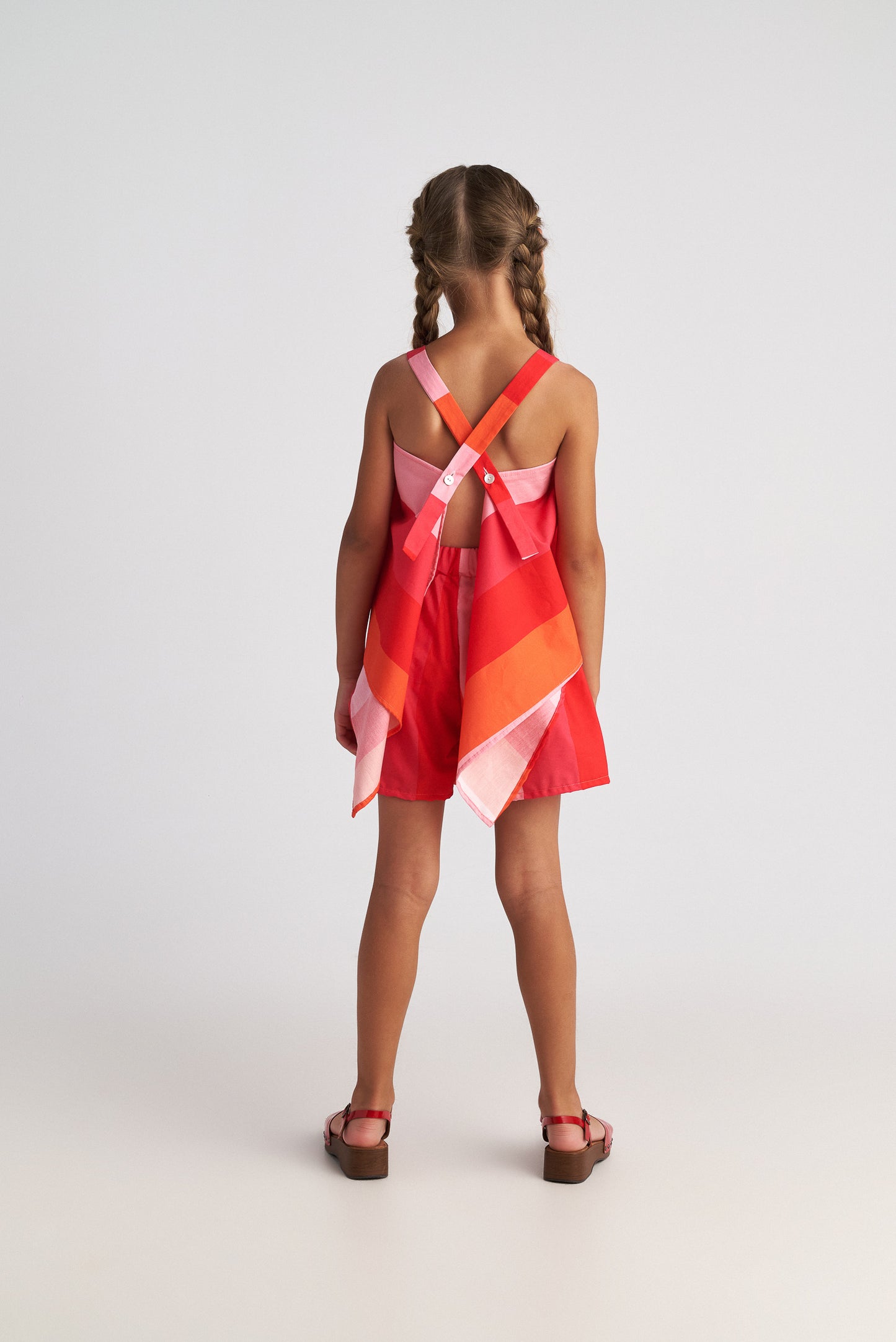 TWO IN A CASTLE SCARLET STRIPED SET WITH BACKLESS TOP & SHORTS