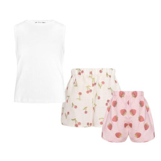 TWO IN A CASTLE SUMMER TART SET WITH TOP & BICOLOR SHORTS