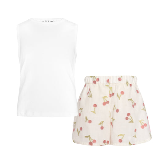 TWO IN A CASTLE SUMMER TART SET WITH TOP & BICOLOR SHORTS