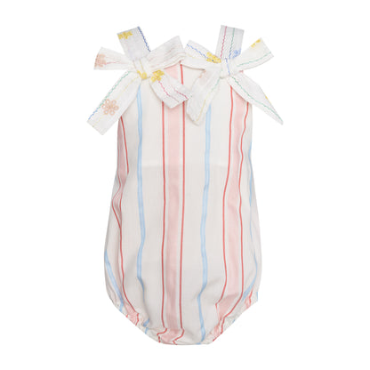 TWO IN A CASTLE PRETTY LITTLE THINGS STRIPED BOW ROMPER