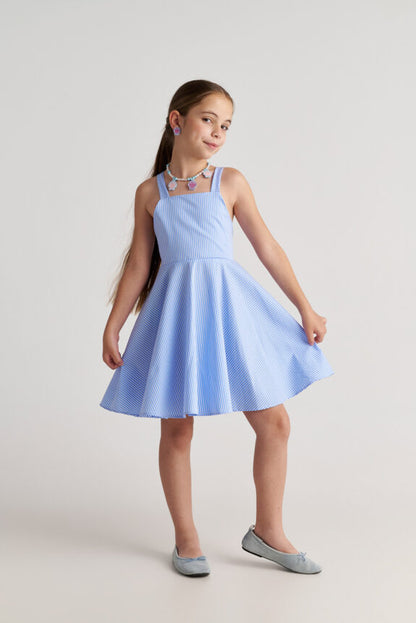 TWO IN A CASTLE THE COOL SHIRT STRIPED BACKLESS BOW DRESS